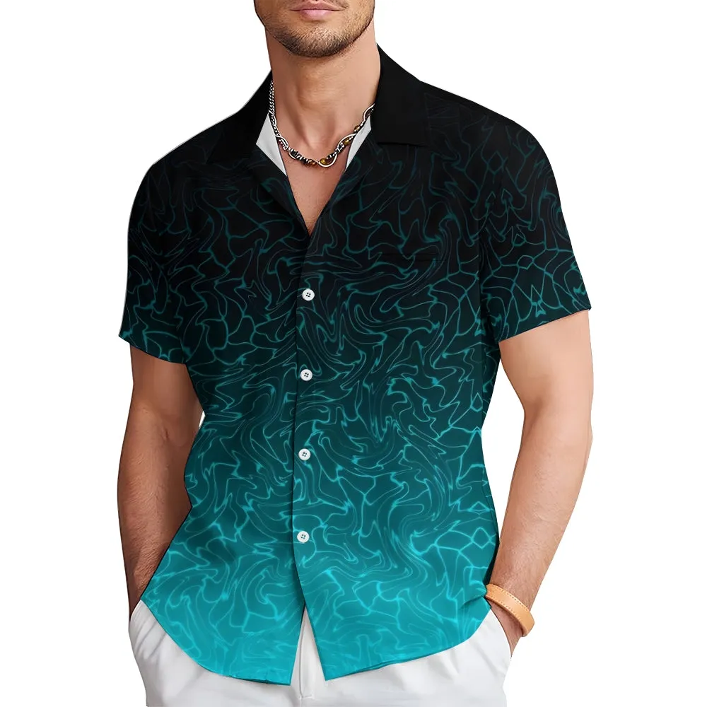Men's Gradient Ripple Casual Short Sleeve Shirt 2402000345