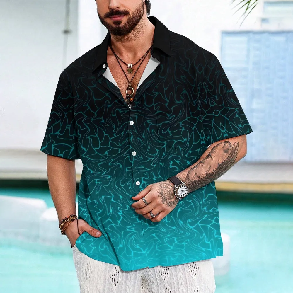Men's Gradient Ripple Casual Short Sleeve Shirt 2402000345