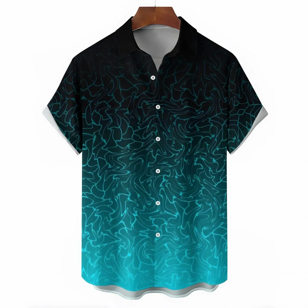 Men's Gradient Ripple Casual Short Sleeve Shirt 2402000345