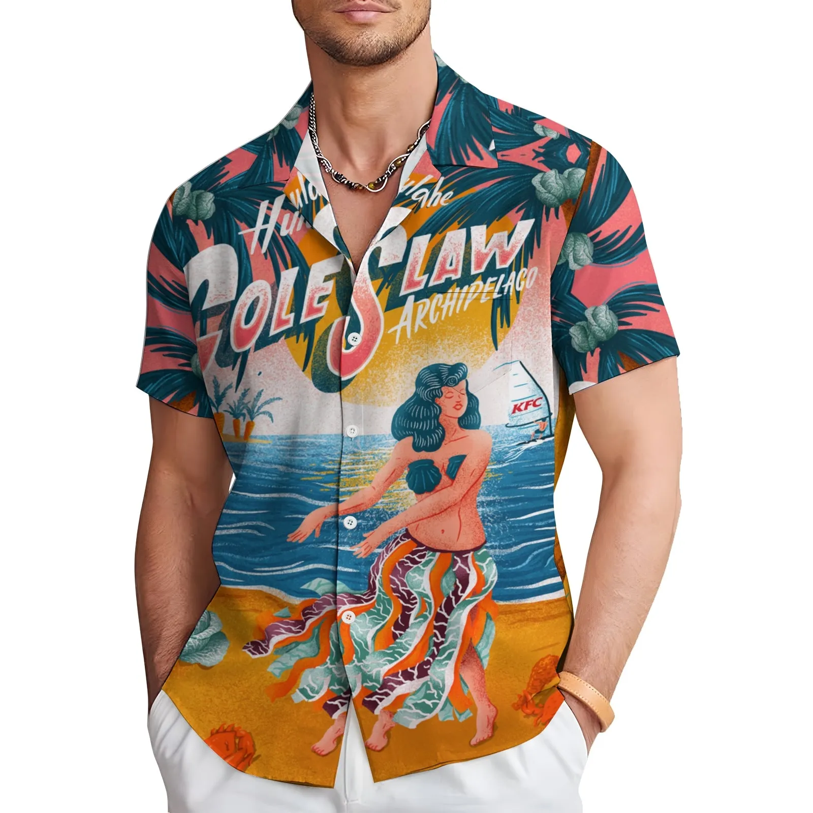 Men's Hawaiian Casual Short Sleeve Shirt 2403000667
