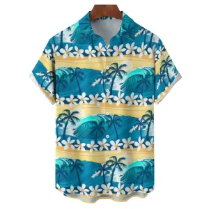 Men's Hawaiian Coconut Palm Casual Short Sleeve Shirt 2311000632