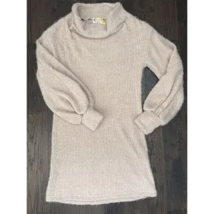 Mia Joy Joyfolie Midi Cream‎ Sweater Dress Mohair? Womens XS Bell Sleeve Soft