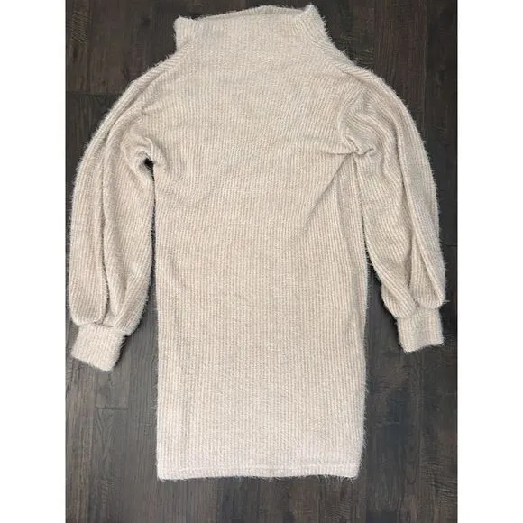 Mia Joy Joyfolie Midi Cream‎ Sweater Dress Mohair? Womens XS Bell Sleeve Soft