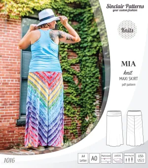 Mia knit maxi skirt with side slits and yoga style waistband (PDF)