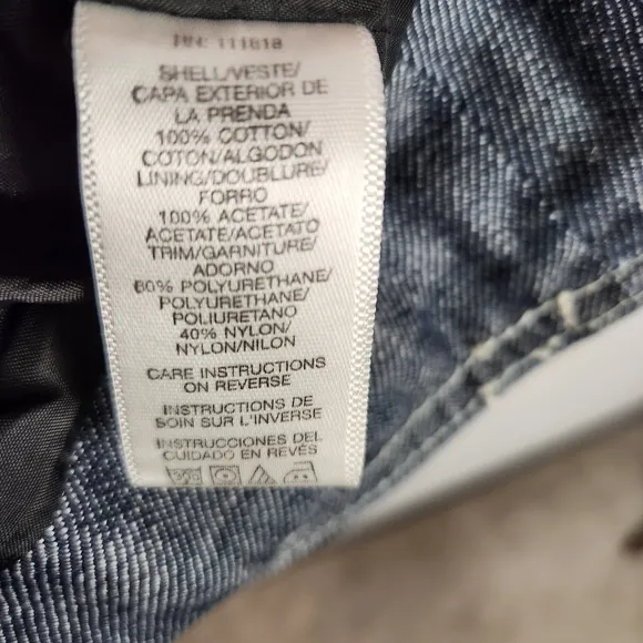 Michael Kors Denim Jacket With Faux Leather Trim Flap Buckle Pockets (M) #0215