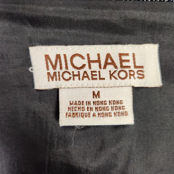 Michael Kors Denim Jacket With Faux Leather Trim Flap Buckle Pockets (M) #0215