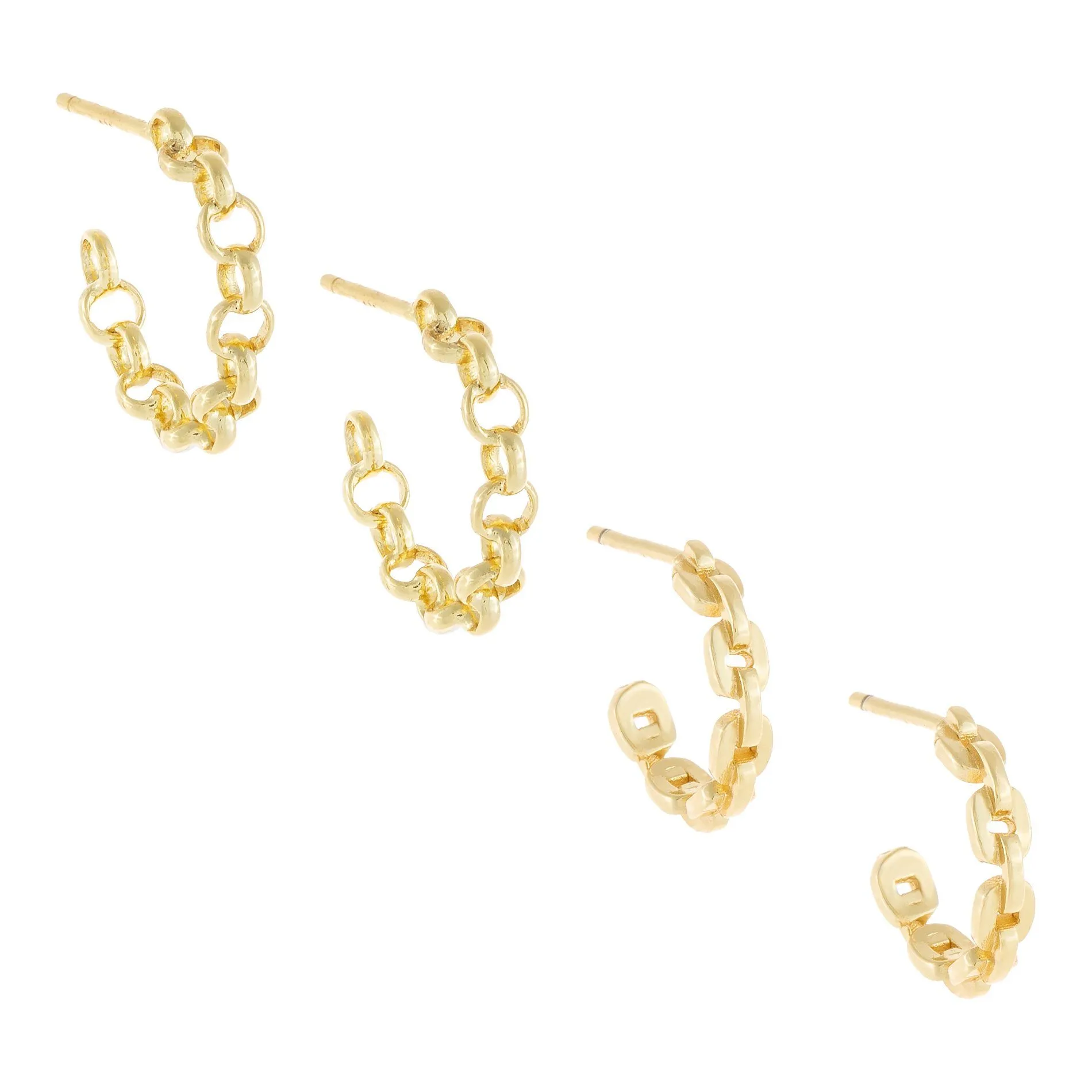 Mixed Chain Hoop Earring Combo Set