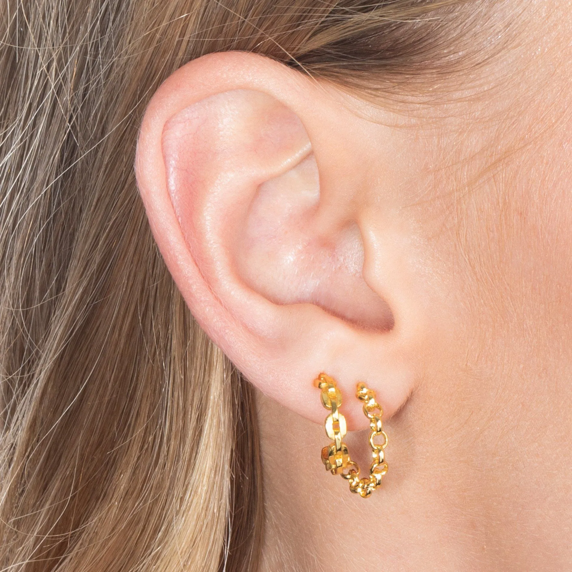 Mixed Chain Hoop Earring Combo Set