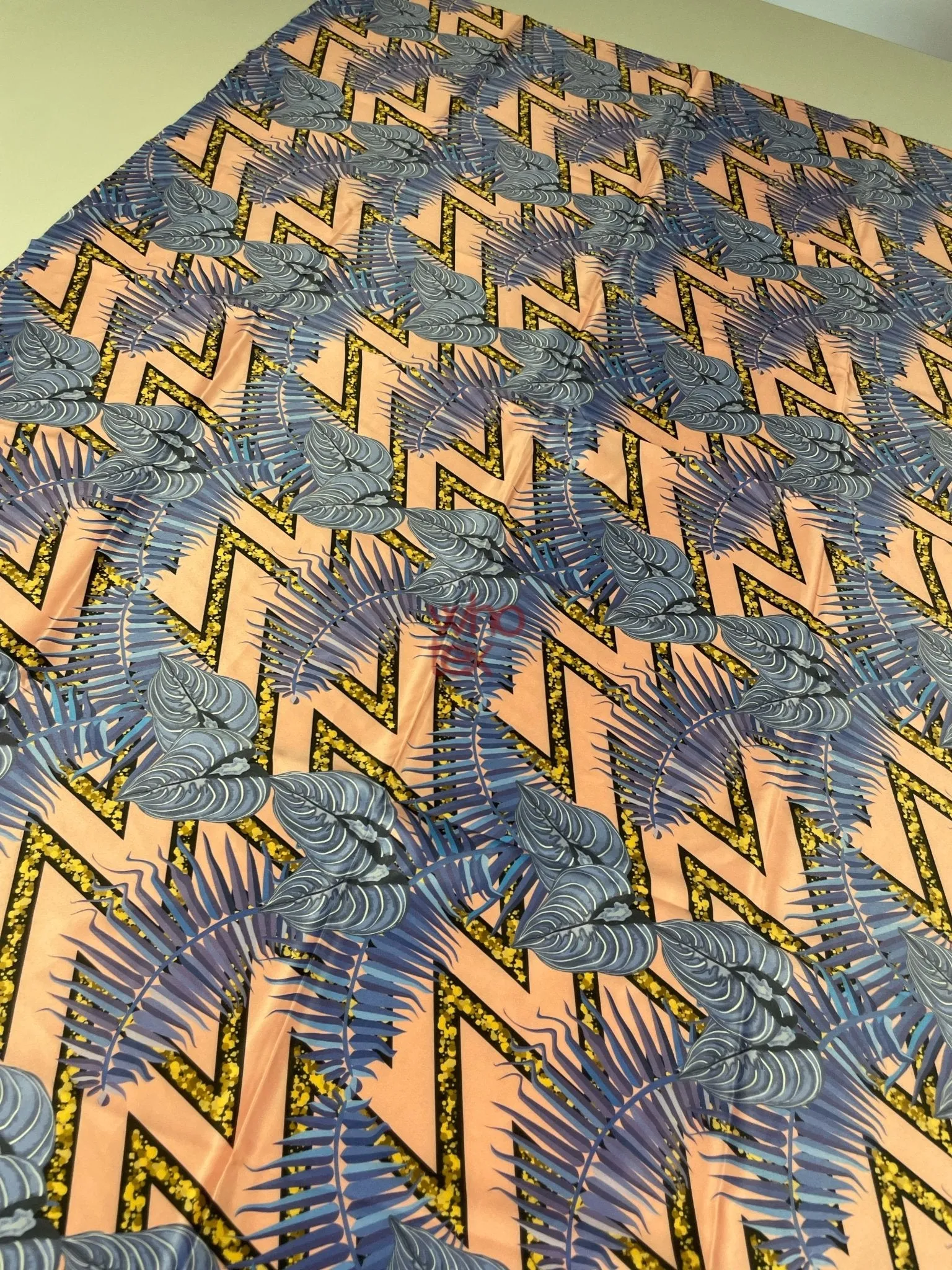 Modern Geometric and Tropical Leaf Print Fabric – Chic Abstract Design