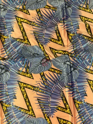 Modern Geometric and Tropical Leaf Print Fabric – Chic Abstract Design