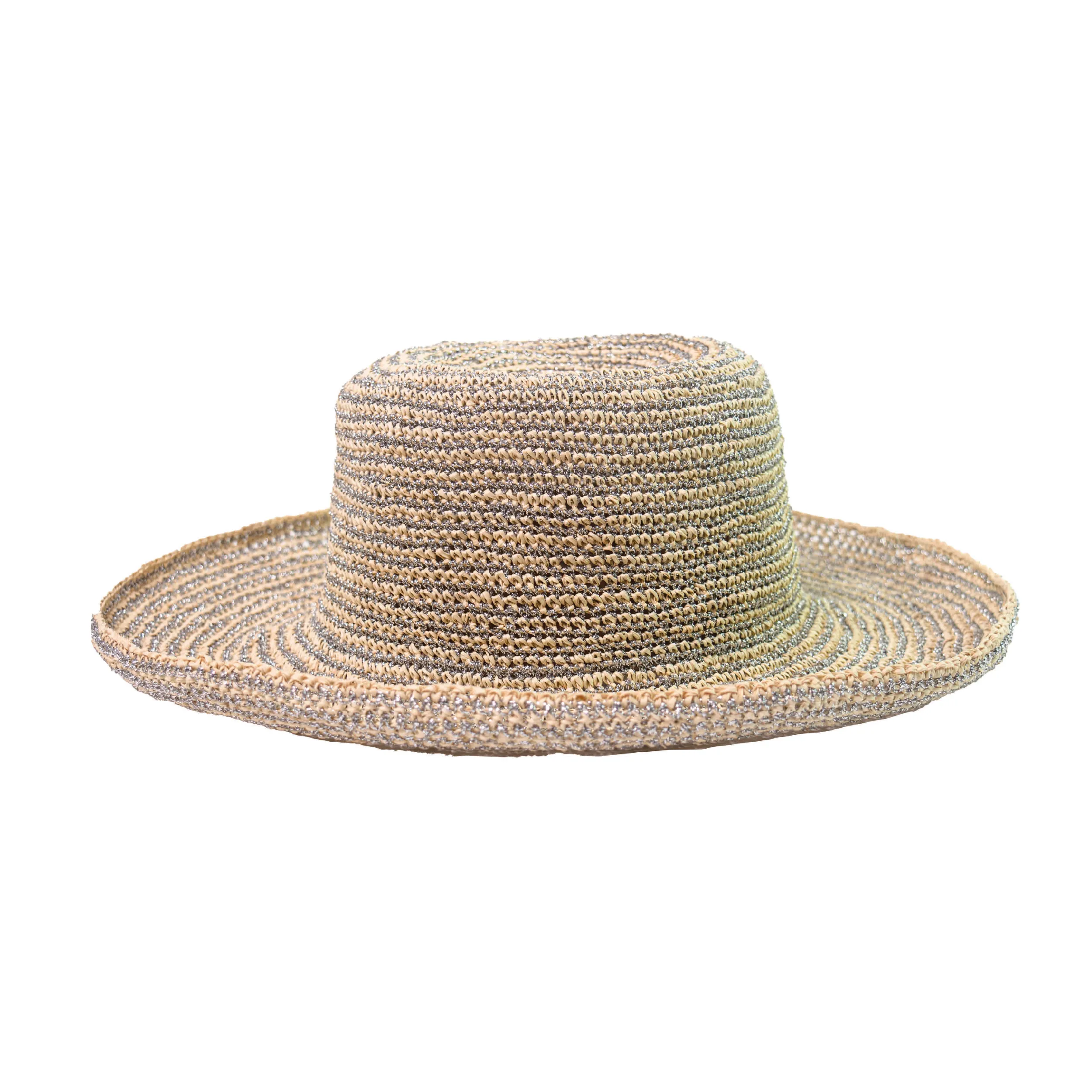 Moldeable Crochet Hat With Wire Brim And Mettallic Thread
