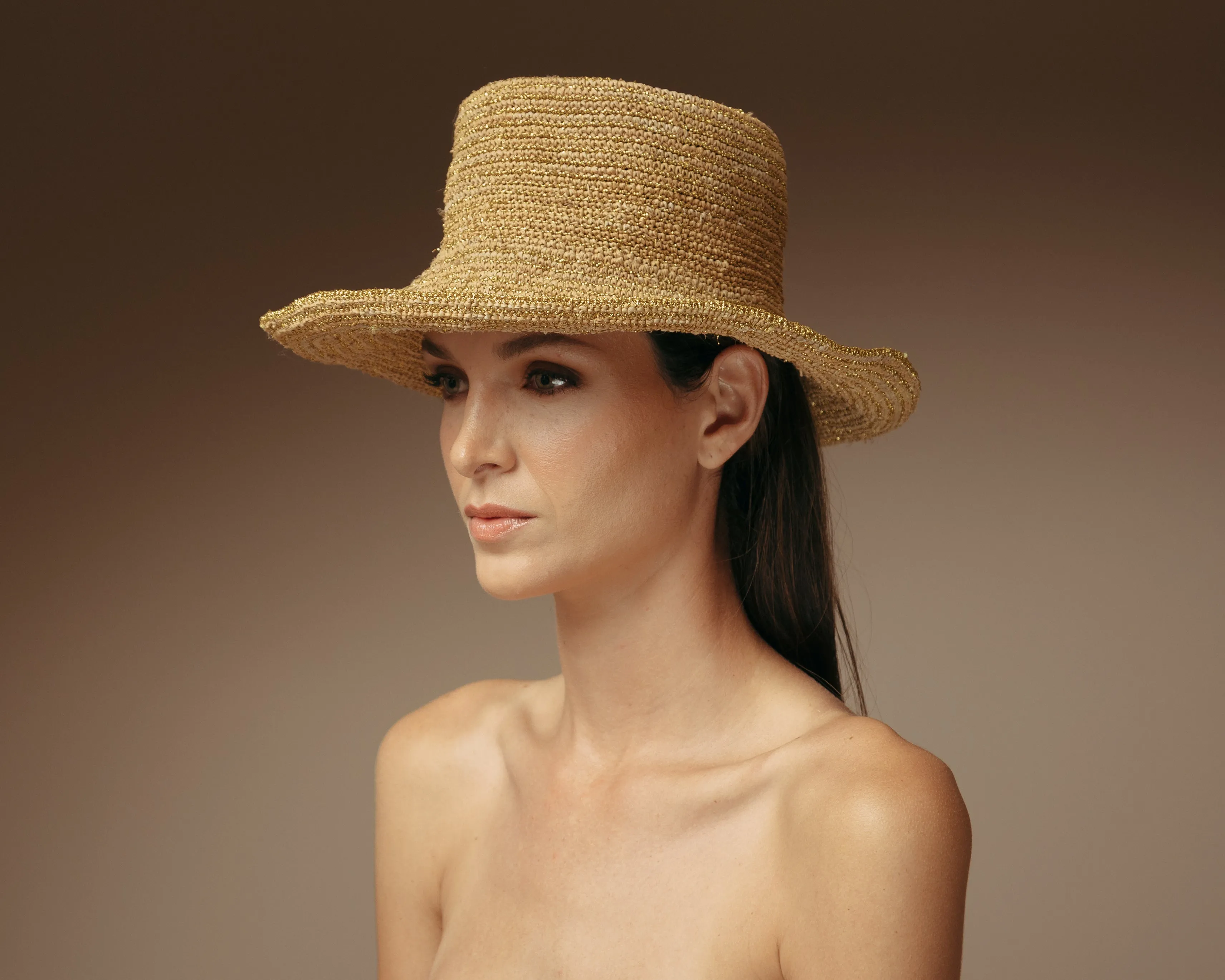 Moldeable Crochet Hat With Wire Brim And Mettallic Thread