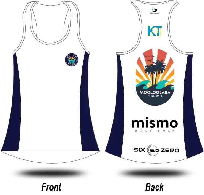 Mooloolaba Pickleball - White Racer Singlet