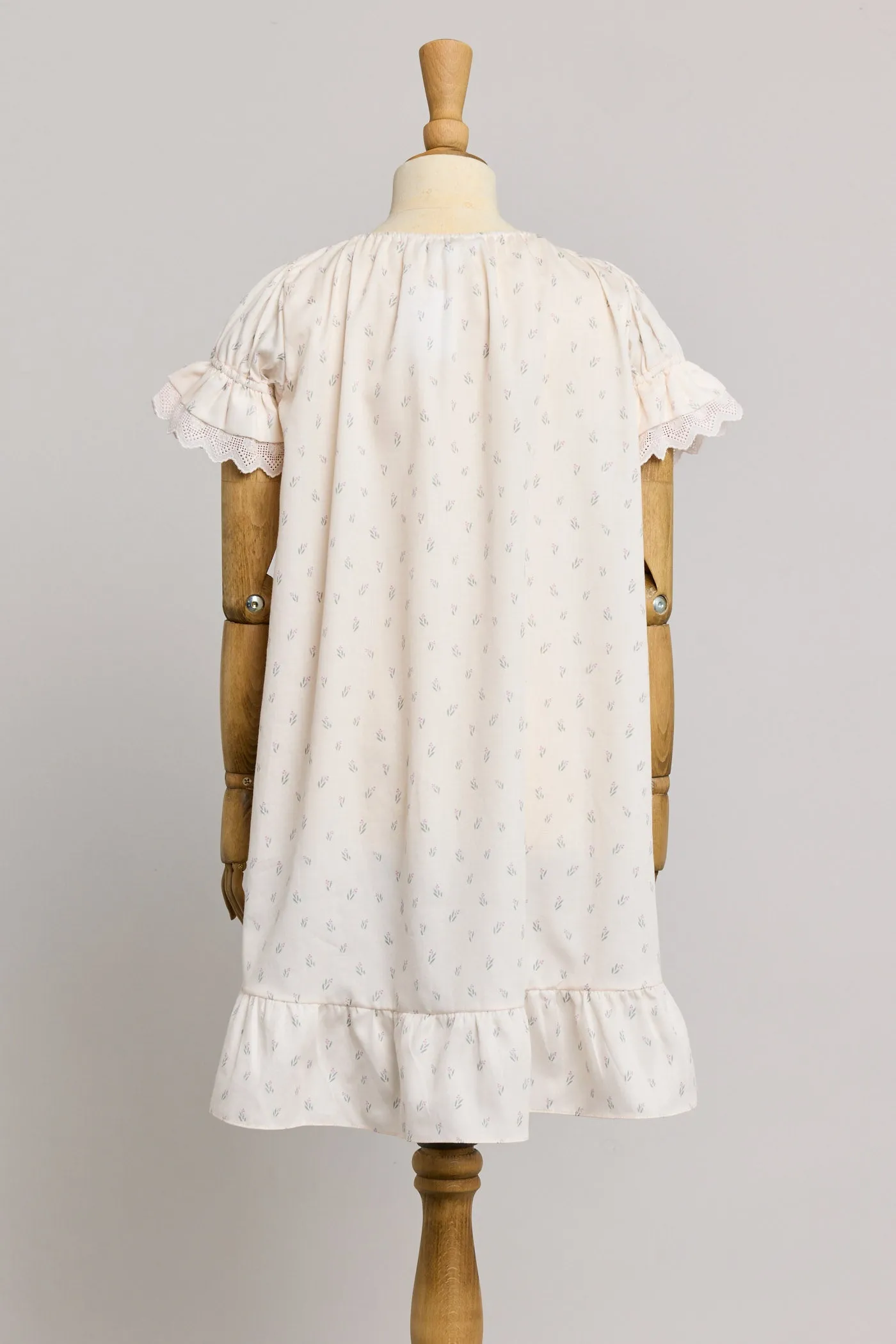 Moon Night Dress In Beige Pink Flower