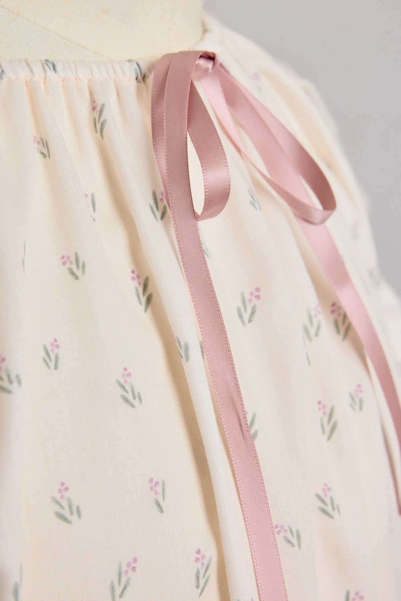 Moon Night Dress In Beige Pink Flower
