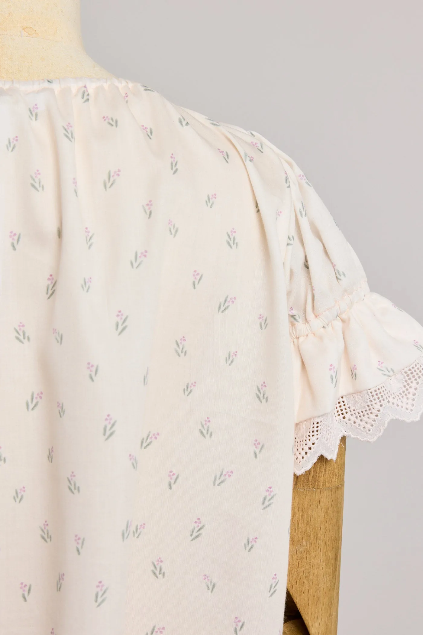 Moon Night Dress In Beige Pink Flower