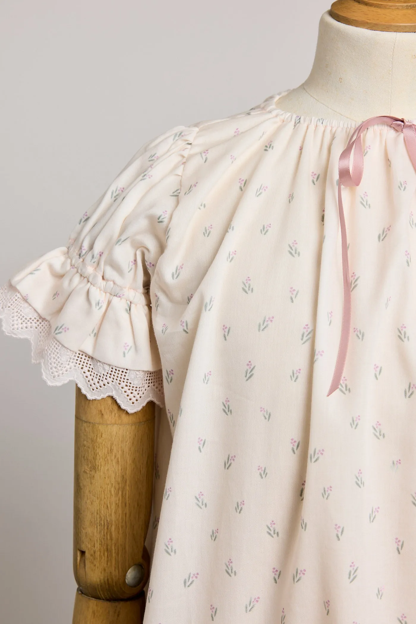 Moon Night Dress In Beige Pink Flower
