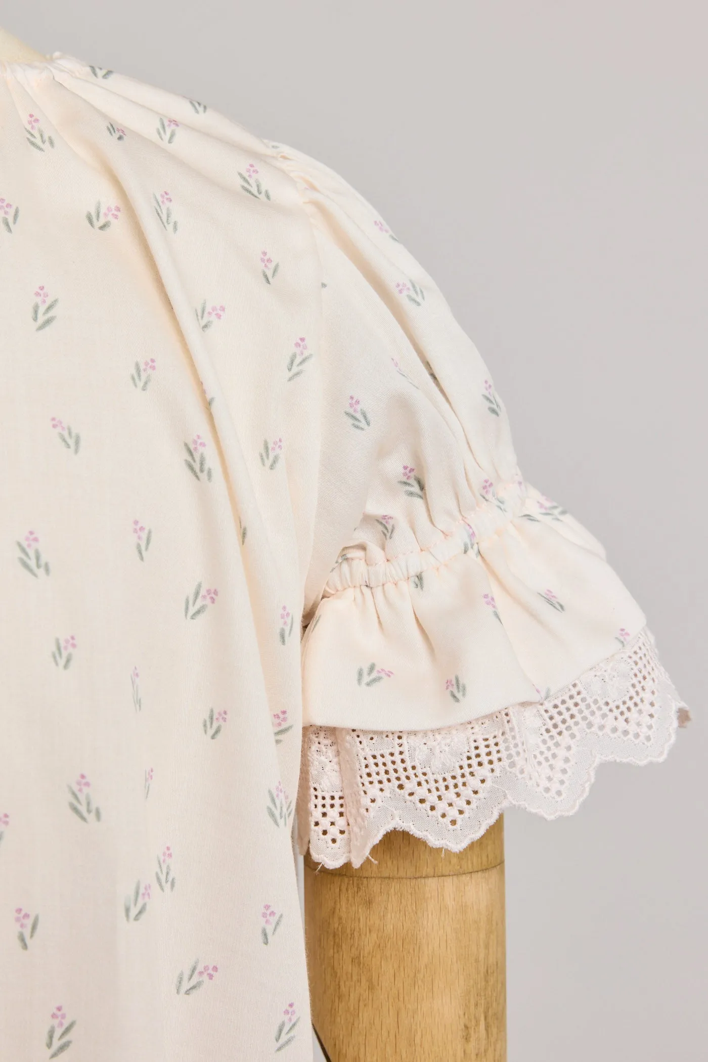 Moon Night Dress In Beige Pink Flower