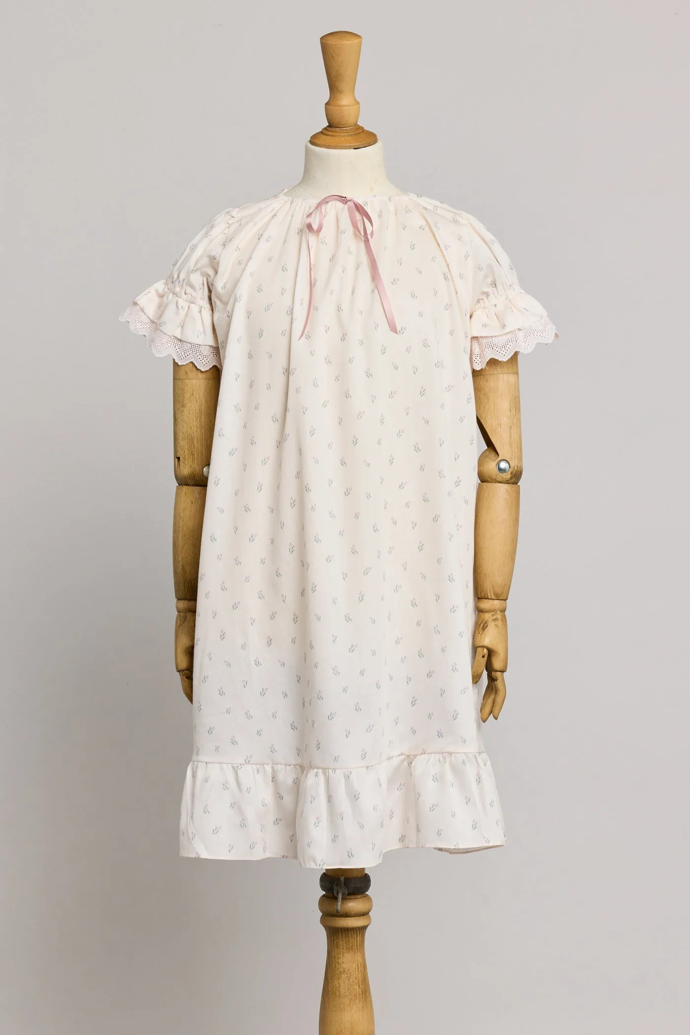 Moon Night Dress In Beige Pink Flower
