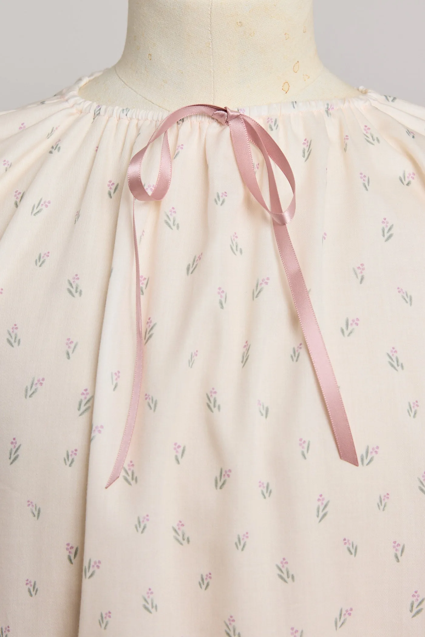 Moon Night Dress In Beige Pink Flower