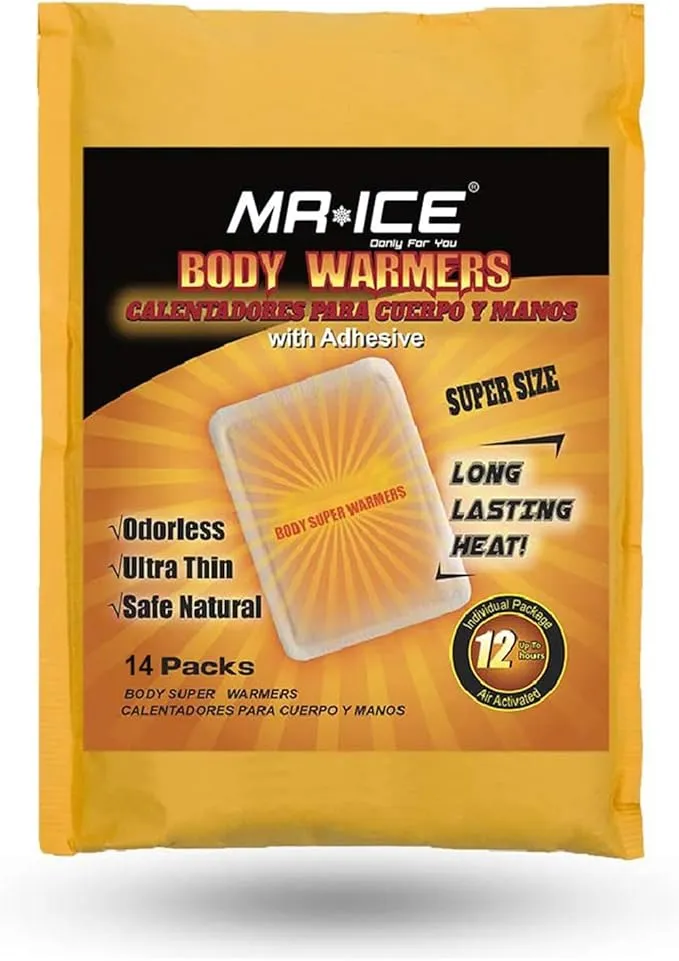 MR.ICE 7/14/20/40 Packs Body Warmers Large Pads for Women Men Kids, with Adhesive Backing Gives 12 Hours Warm (5.1" x 3.7"), Big Heat Sticker for Camping Hiking