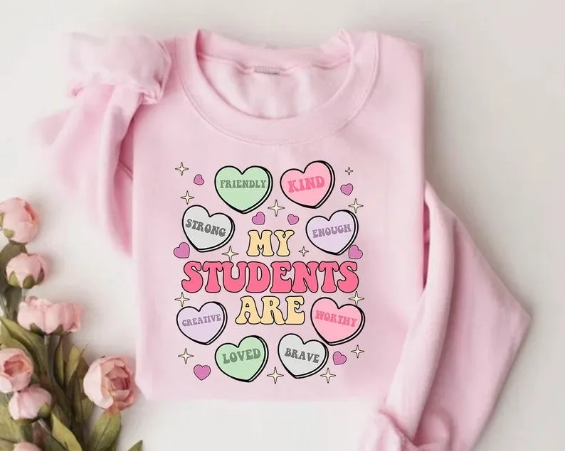 My Students Are My Valentine Crewneck Sweatshirt – Gildan | Teacher Valentine’s Day Apparel | Cozy & Festive Gift