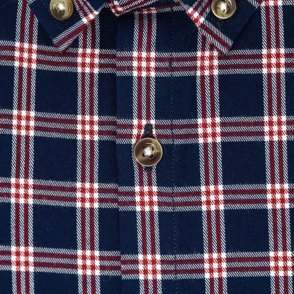 Navy and Red Flannel Button Down Shirt | The Showa