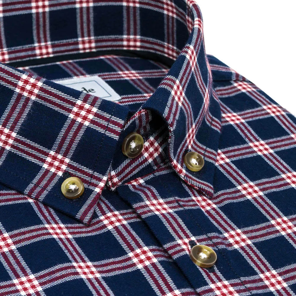 Navy and Red Flannel Button Down Shirt | The Showa
