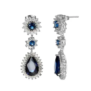 Navy Crystal & Silver-Plated Hola Drop Earrings