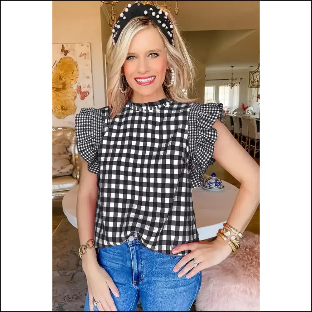 Needful Things: Black Checkered Ruffled Blouse – Bow Down, Bitches 👑