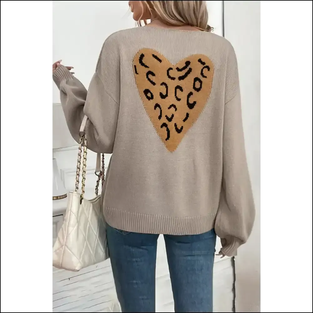 Needful Things: Gray Bowknot Leopard Heart Knit Cardigan  🐆🎀💀