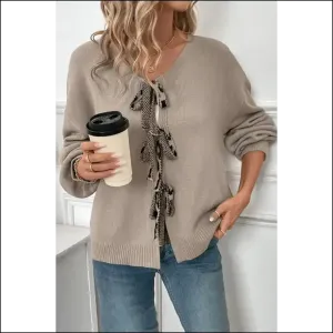 Needful Things: Gray Bowknot Leopard Heart Knit Cardigan  🐆🎀💀