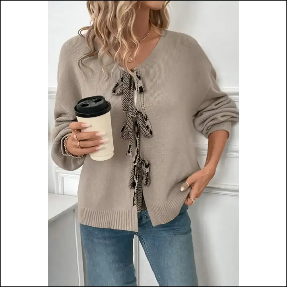 Needful Things: Gray Bowknot Leopard Heart Knit Cardigan  🐆🎀💀