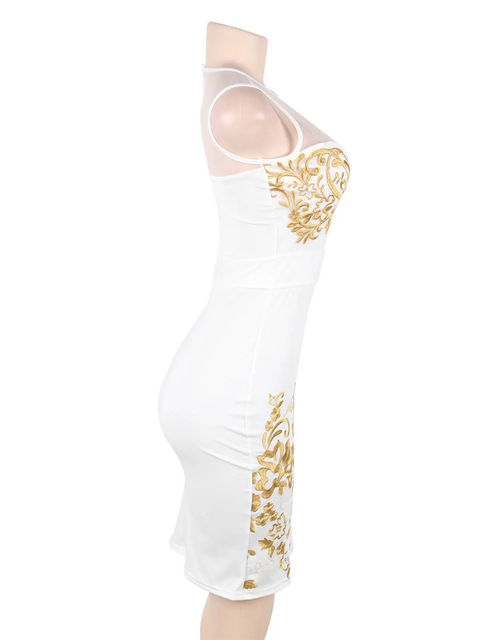 New Elegant Embroidery Black Bodycon Fashion Dress