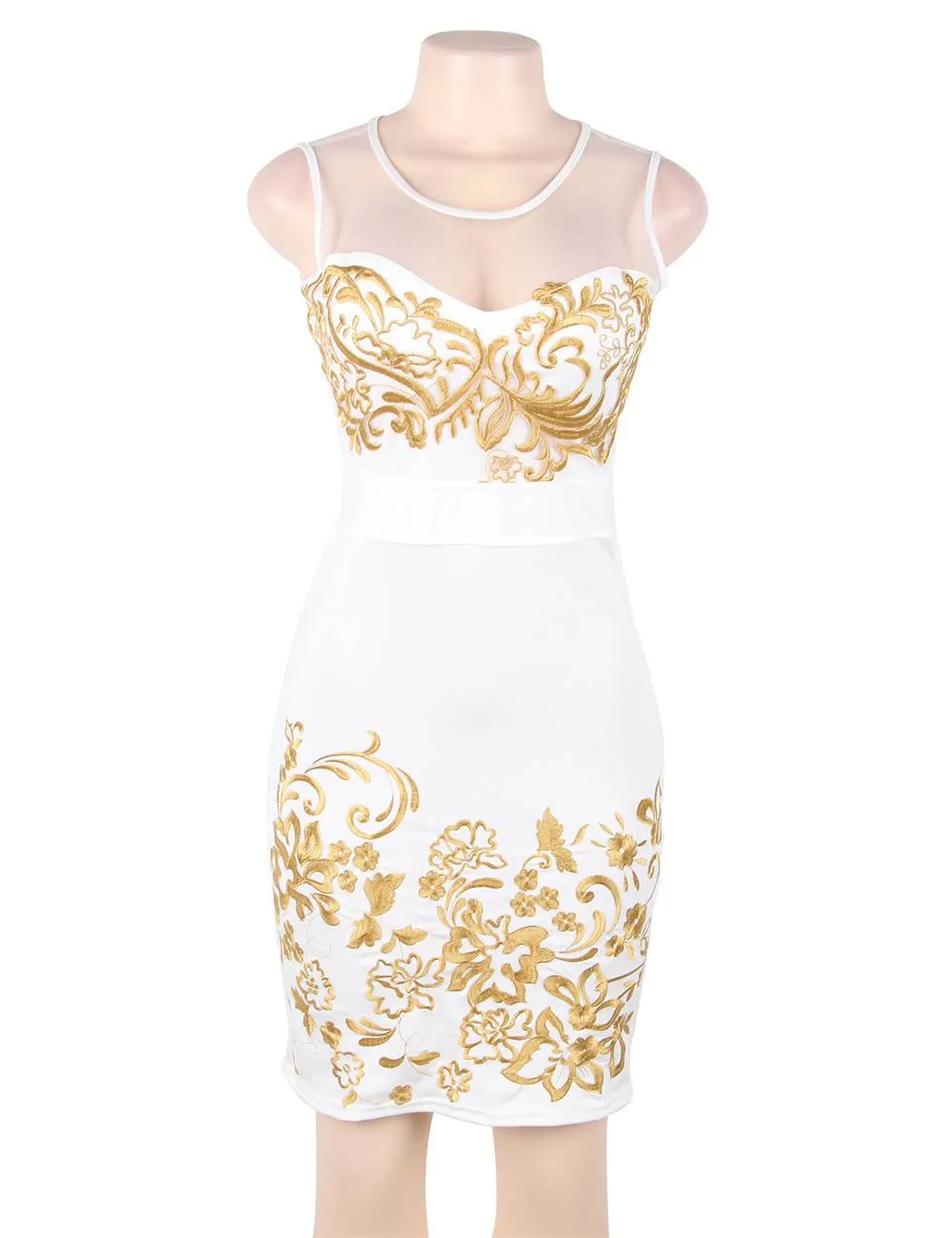 New Elegant Embroidery Black Bodycon Fashion Dress