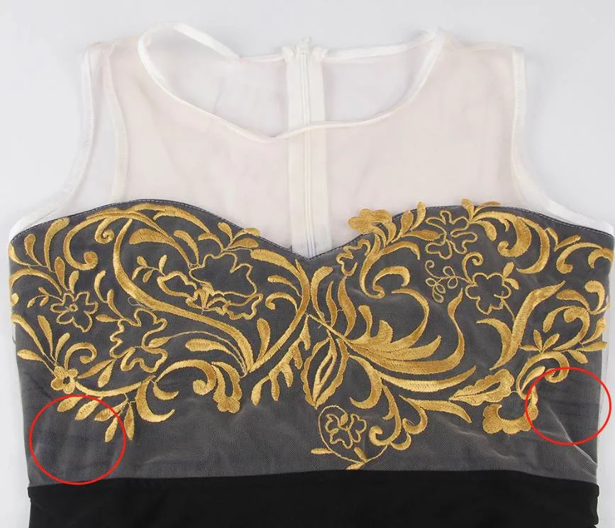 New Elegant Embroidery Black Bodycon Fashion Dress