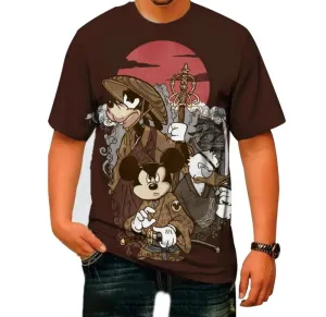 New Goofy & Mickey Mouse Men Polyester blend T-shirt with cool 3D printed pattern on front & back Sz XL on tag but fits more like mens Large
