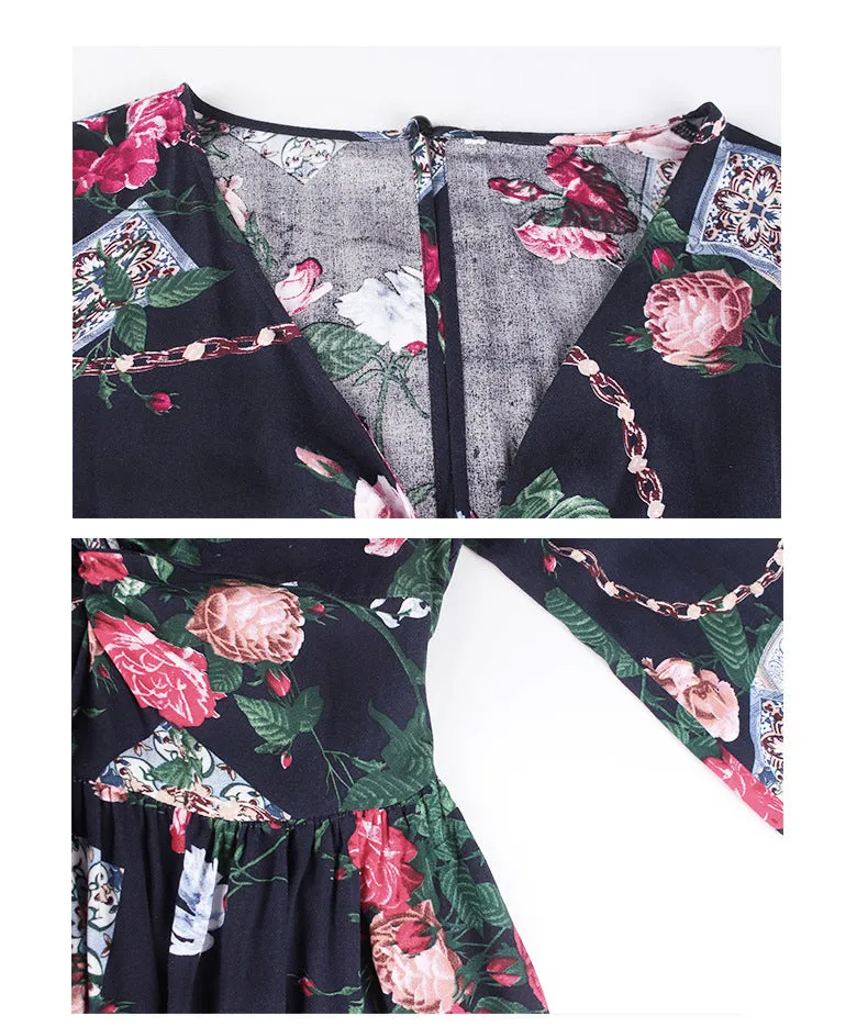 New Print V-neck Fashion Dress