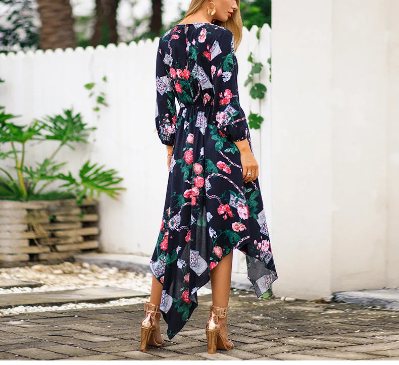 New Print V-neck Fashion Dress