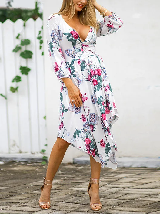 New Print V-neck Fashion Dress