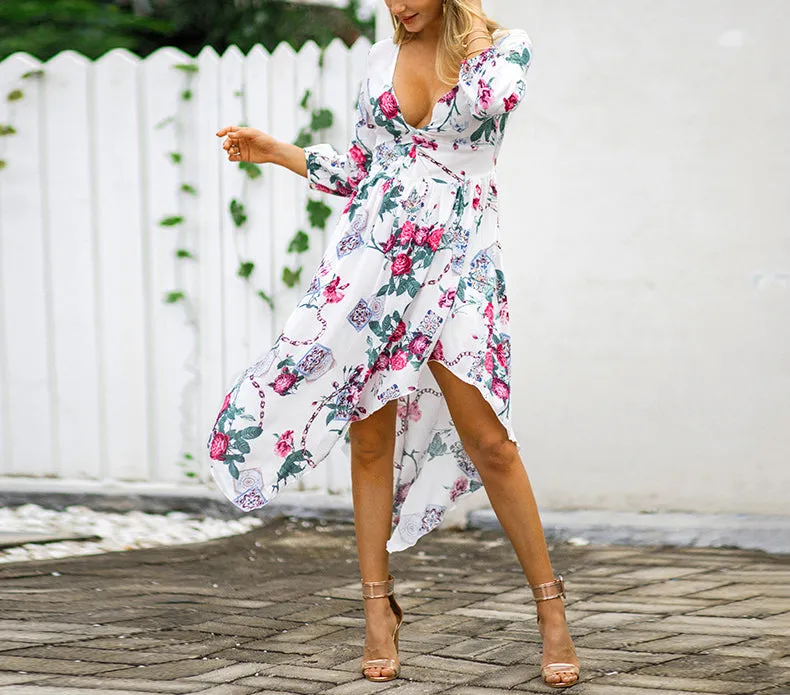 New Print V-neck Fashion Dress