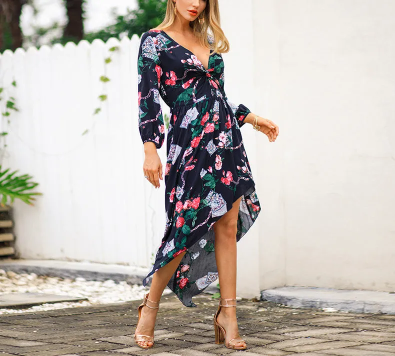 New Print V-neck Fashion Dress