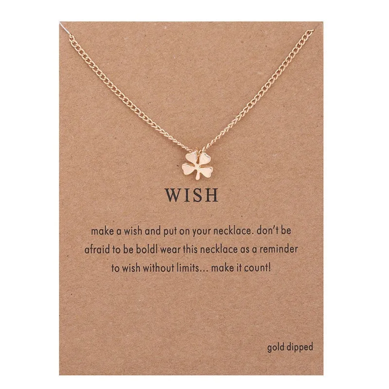 New Trendy Alloy Cute Elegant Sun Love Star Leaves Clover Unicorn Luck Pendant Necklaces for Women Fashion Accessories Jewelry