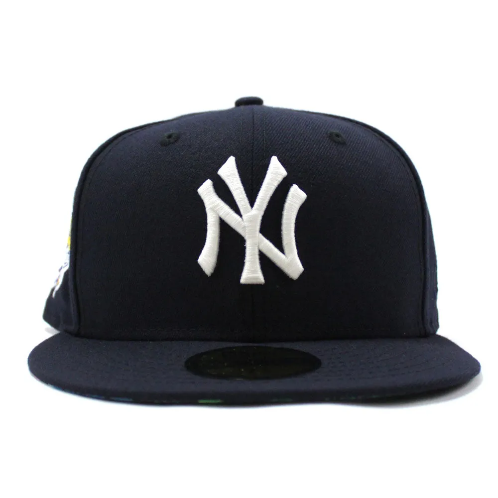 New York Yankees 1999 World Series New Era 59Fifty Fitted Hat (Glow in the Dark Logo Navy Dark Floral Under Brim)