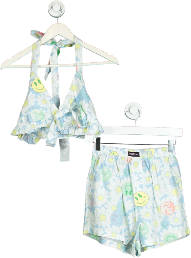 NGOrder Multicolour Smiley Daisy Print Halter Top and Shorts Set UK 8