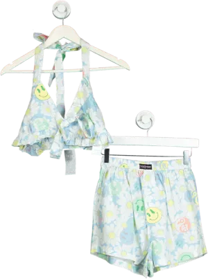 NGOrder Multicolour Smiley Daisy Print Halter Top and Shorts Set UK 8