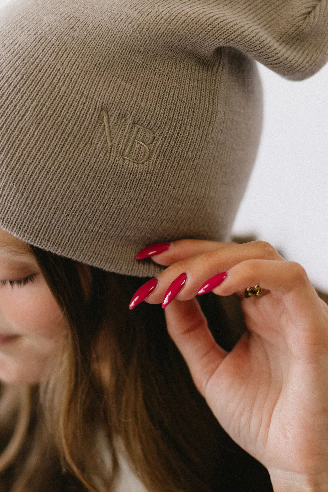 Nikki Bird Knit Beanie Mushroom