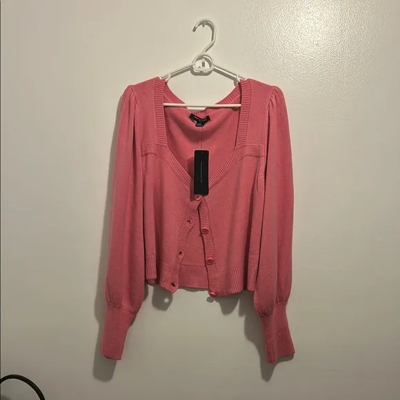 NWT French Connection Pink Button-Up Sweater – Size XL