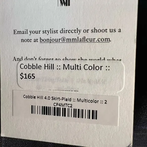 NWT Mm LaFleur Cobble Hill Plaid Skirt Women's Sz 2 Multicolor Virgin Wool Blend