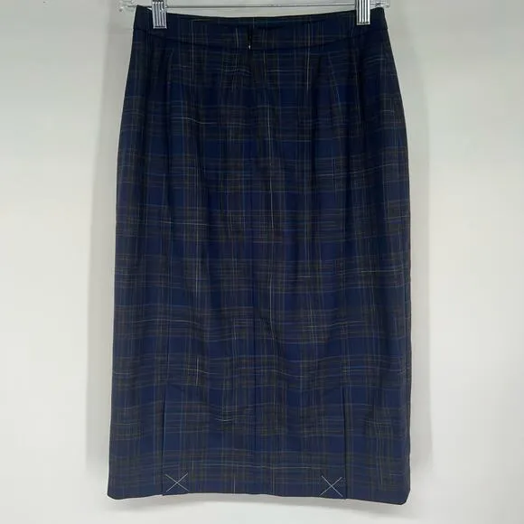 NWT Mm LaFleur Cobble Hill Plaid Skirt Women's Sz 2 Multicolor Virgin Wool Blend